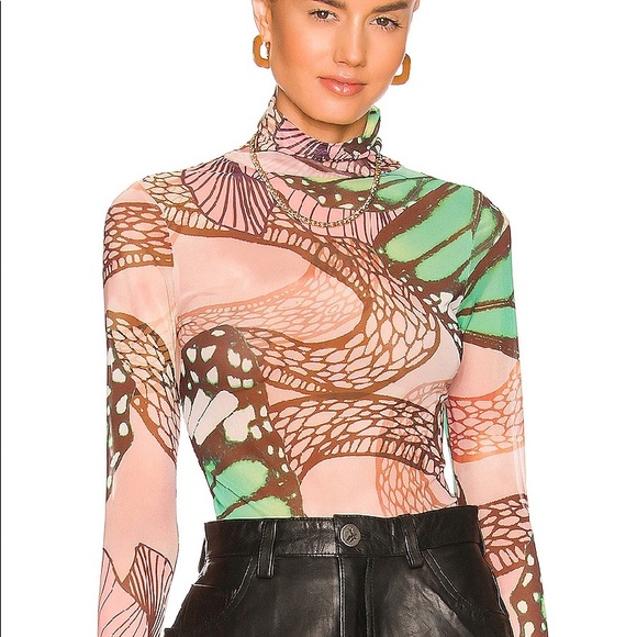 AFRM Zadie Top in Green Butterfly - Picture 3 of 5